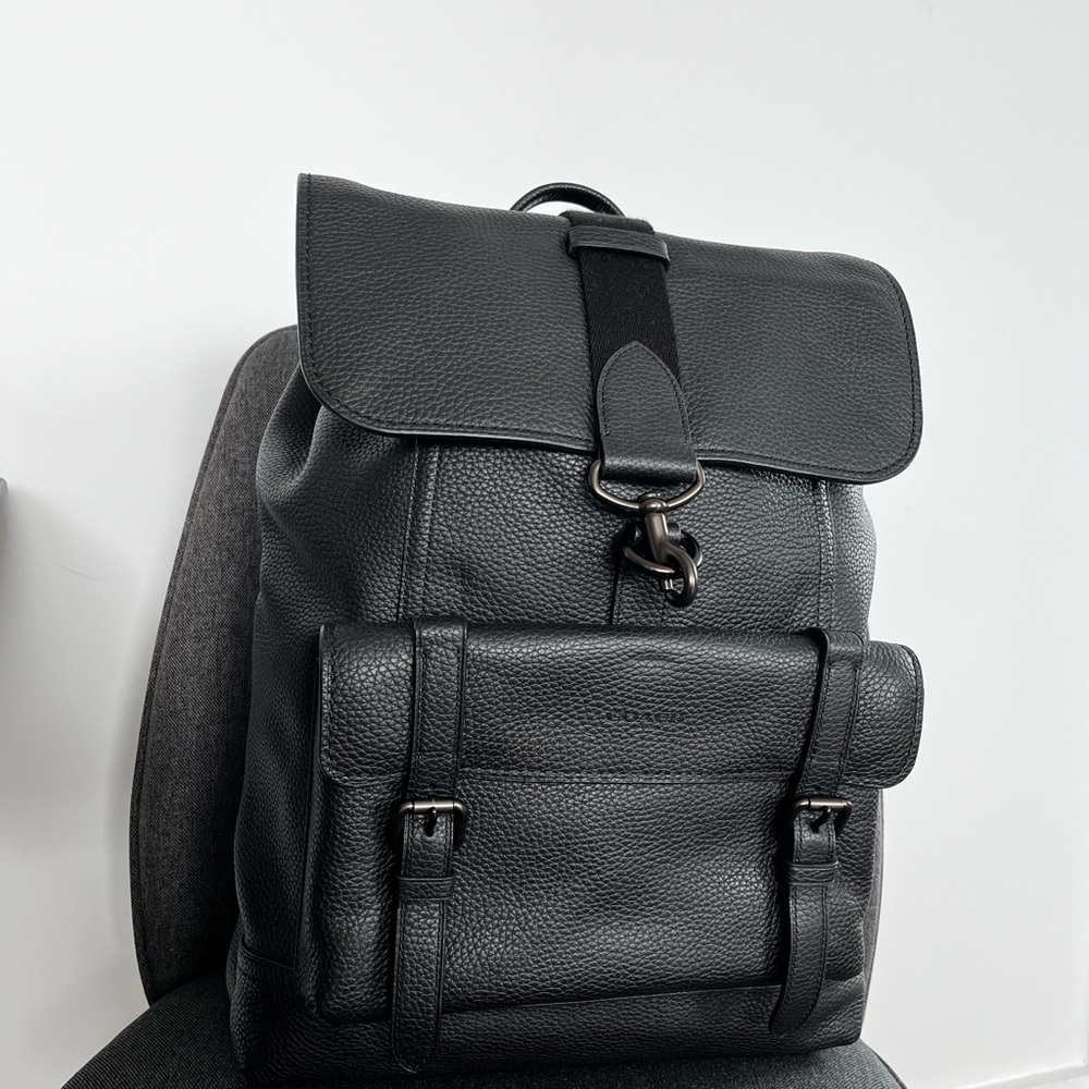 Coach Bleecker Backpack (Black, Pebbled Leather)